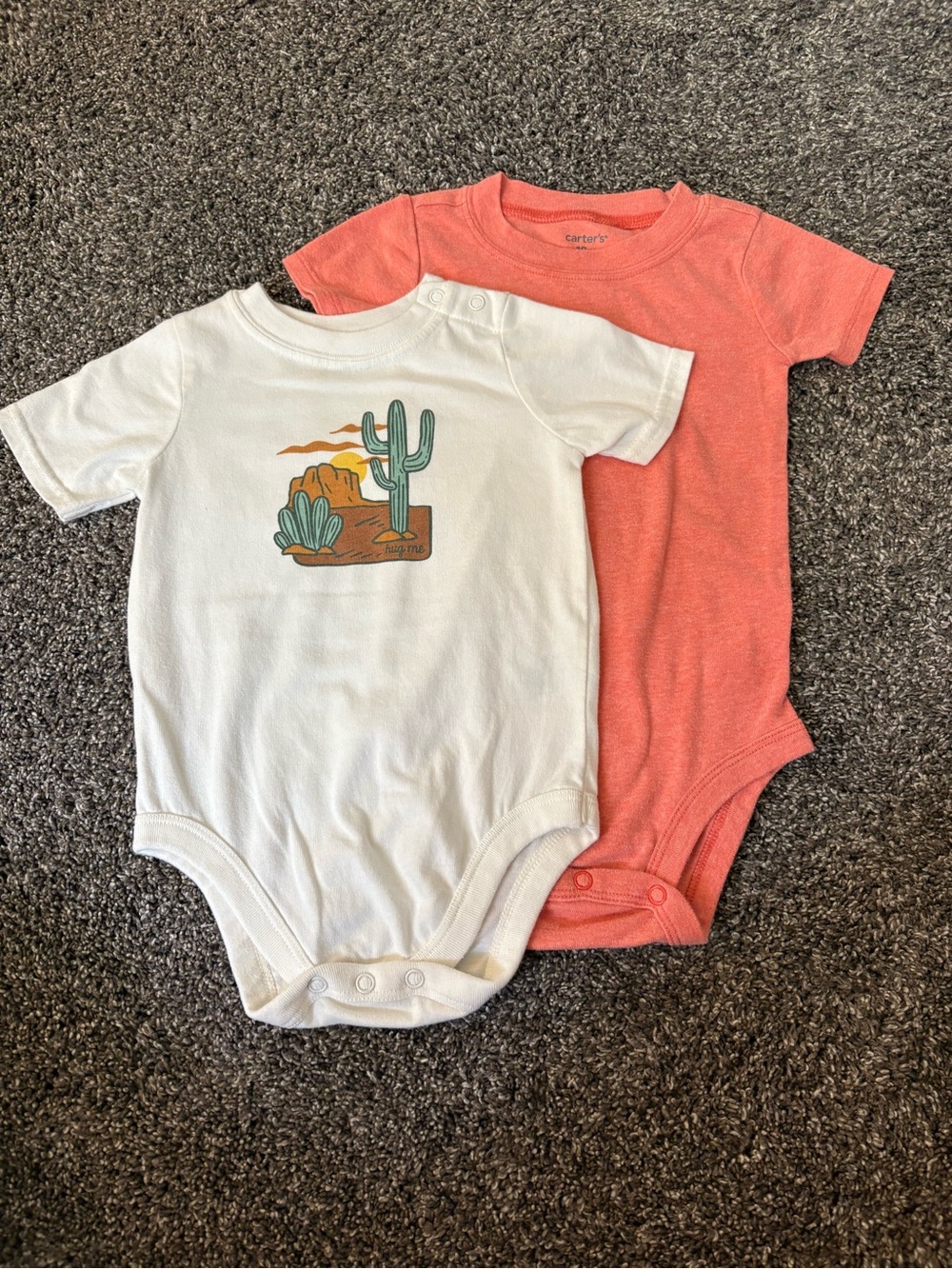 Bundle of 2 One-Piece Bodysuits - Coral & White Desert Print